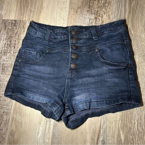dELiA*s Pants - dELiA*s Dark Blue High Waisted Skylar Jean Shorts with 5 Buttons size 9/10